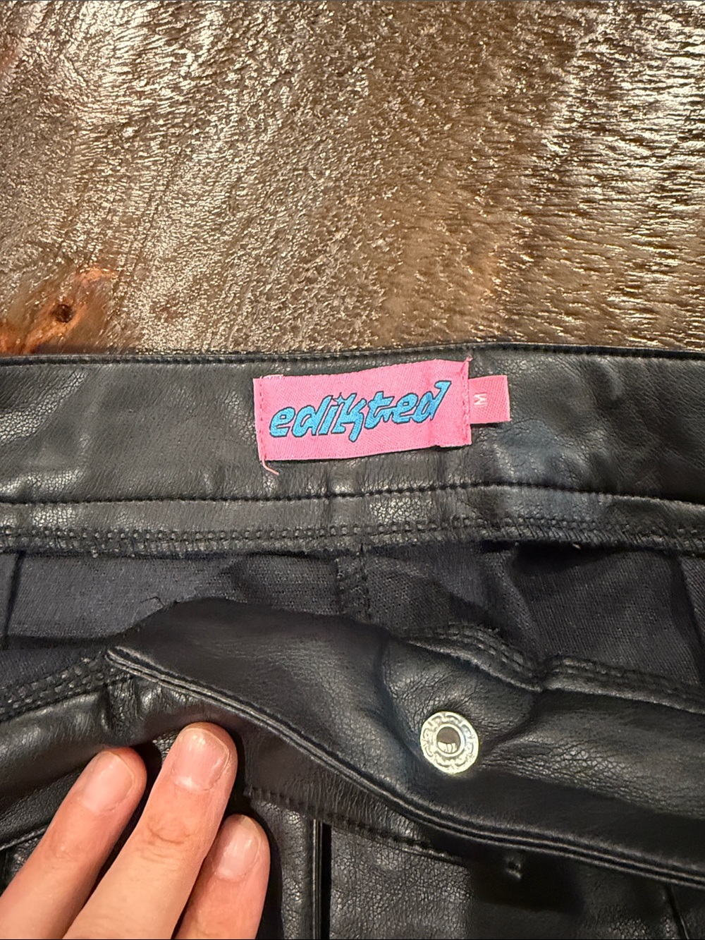 Edikted Black Faux Leather High-Waist Tailored Shorts - Picture 7 of 8